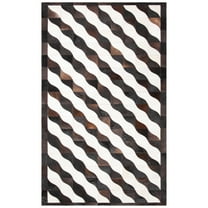 SAFAVIEH Studio Leather Rylan Wave Stripes Area Rug, Black/Ivory, 5' x 8'