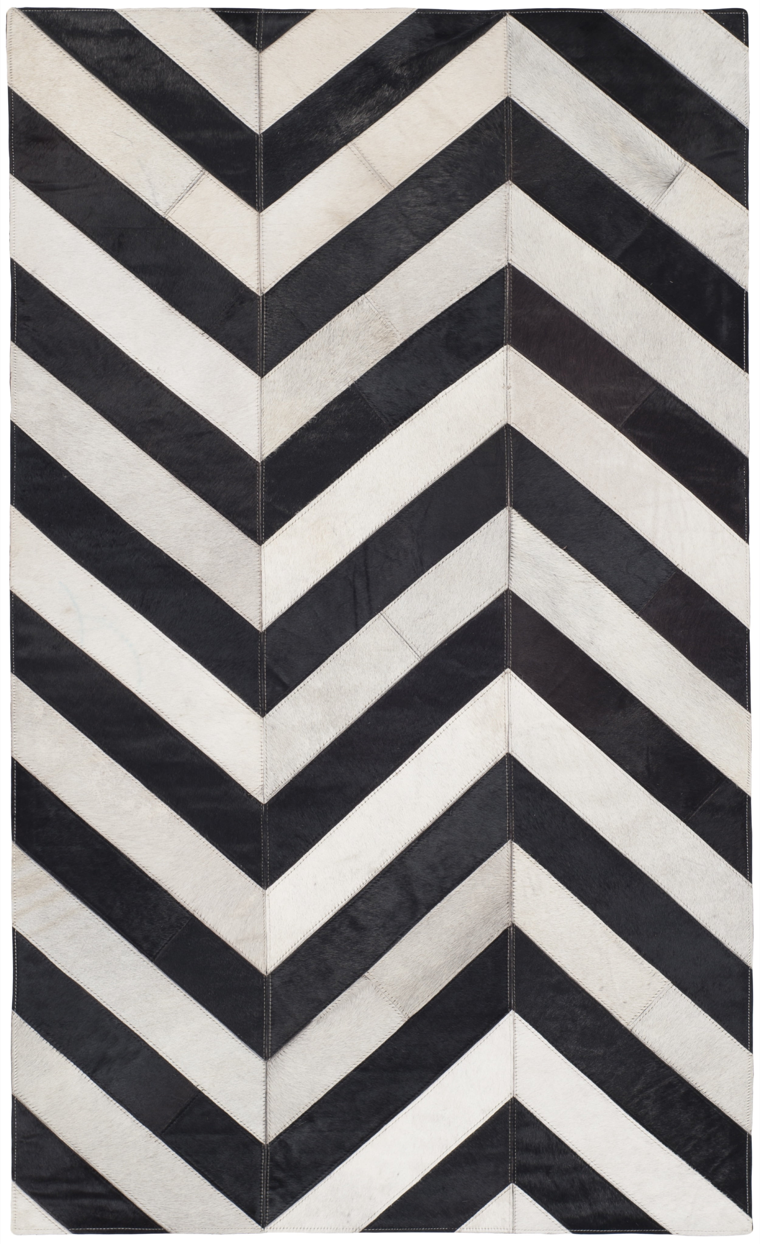 Handmade Black Geometric Cowhide Area Rug 3' x 5'
