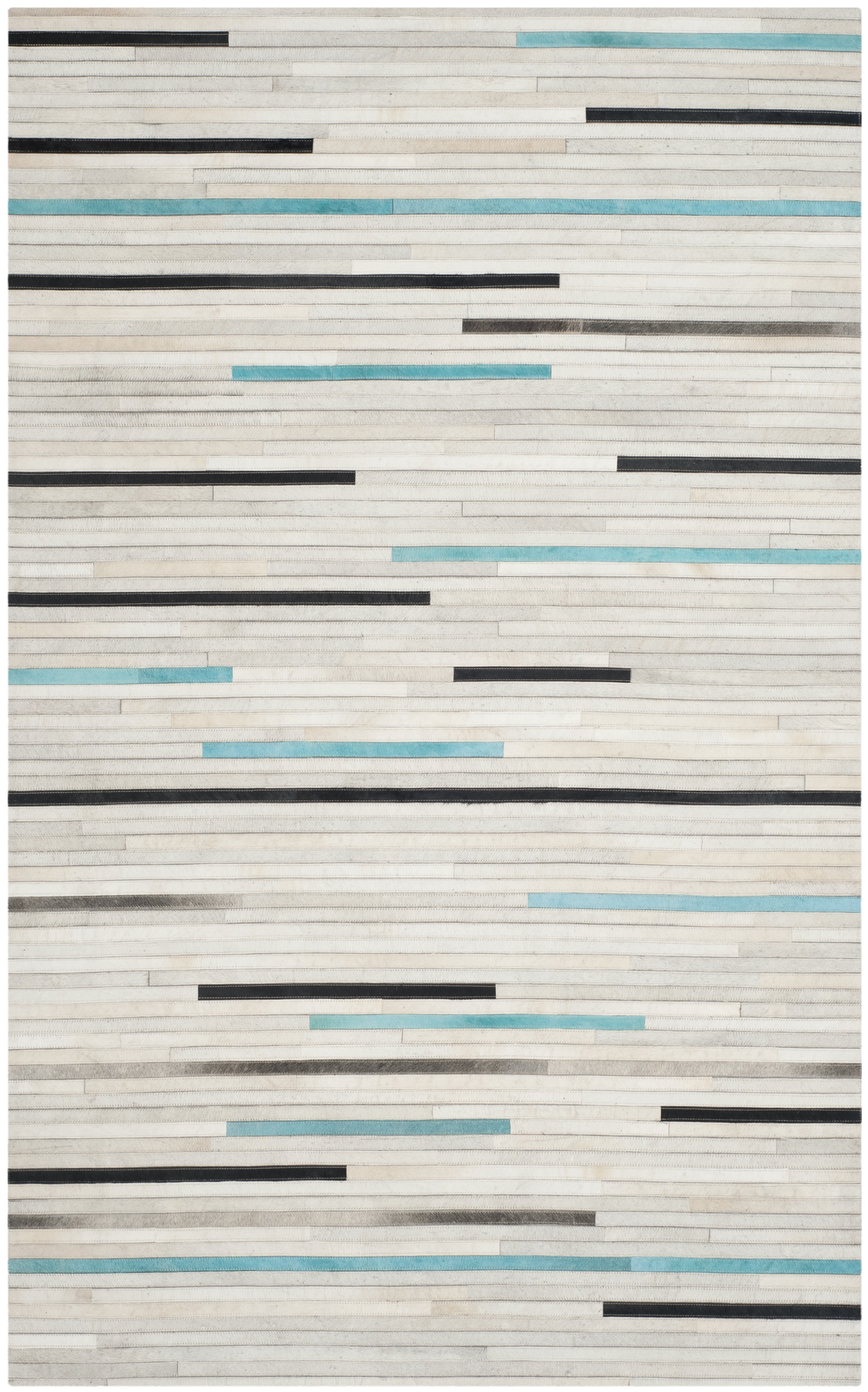 Gray Geometric Hand-Knotted Cowhide Area Rug 5' x 8'