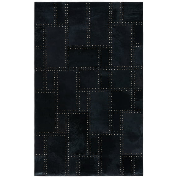 SAFAVIEH Studio Leather Juniper Geometric Area Rug, Black, 6' x 9'