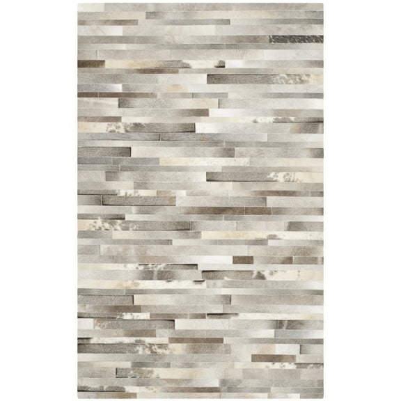 SAFAVIEH Studio Leather Loew Geometric Area Rug, Grey/Ivory, 6' x 9'