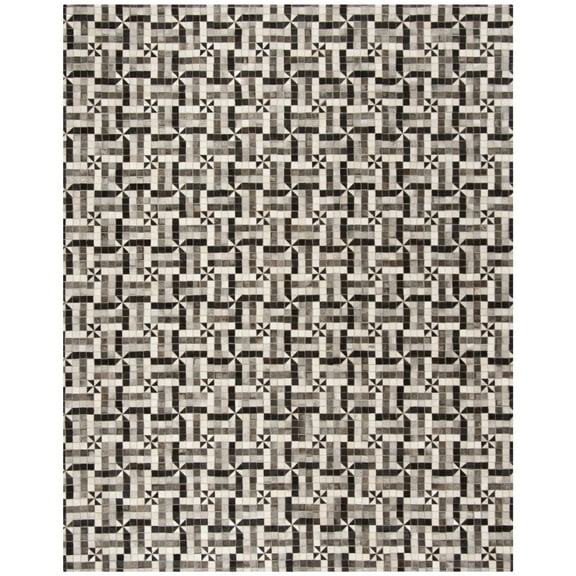 SAFAVIEH Studio Leather Peronel Geometric Area Rug, Grey/Black, 8' x 10'