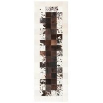 SAFAVIEH Studio Leather Henrietta Geometric Runner Rug, Ivory/Brown, 2'3" x 7'