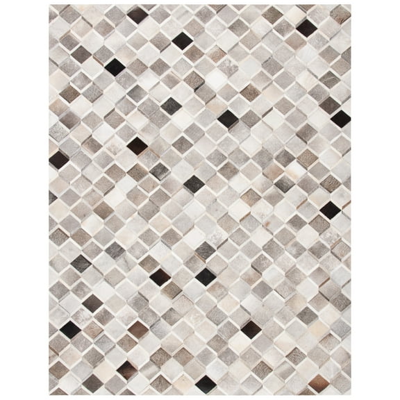 SAFAVIEH Studio Leather Nanette Geometric Area Rug, Ivory/Grey, 8' x 10'