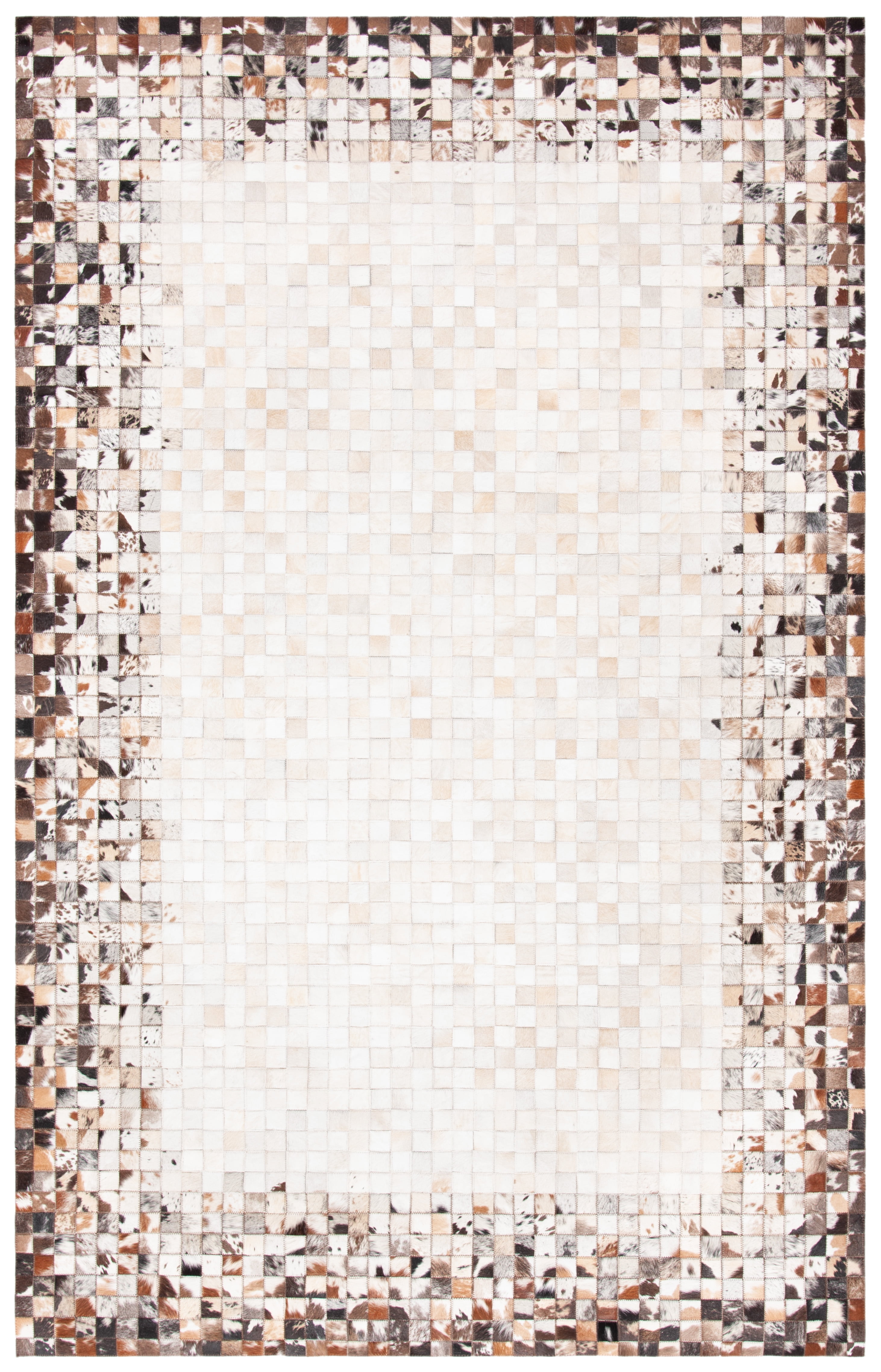 SAFAVIEH Studio Leather Claude Geometric Area Rug, Beige/Brown, 4' x 6'