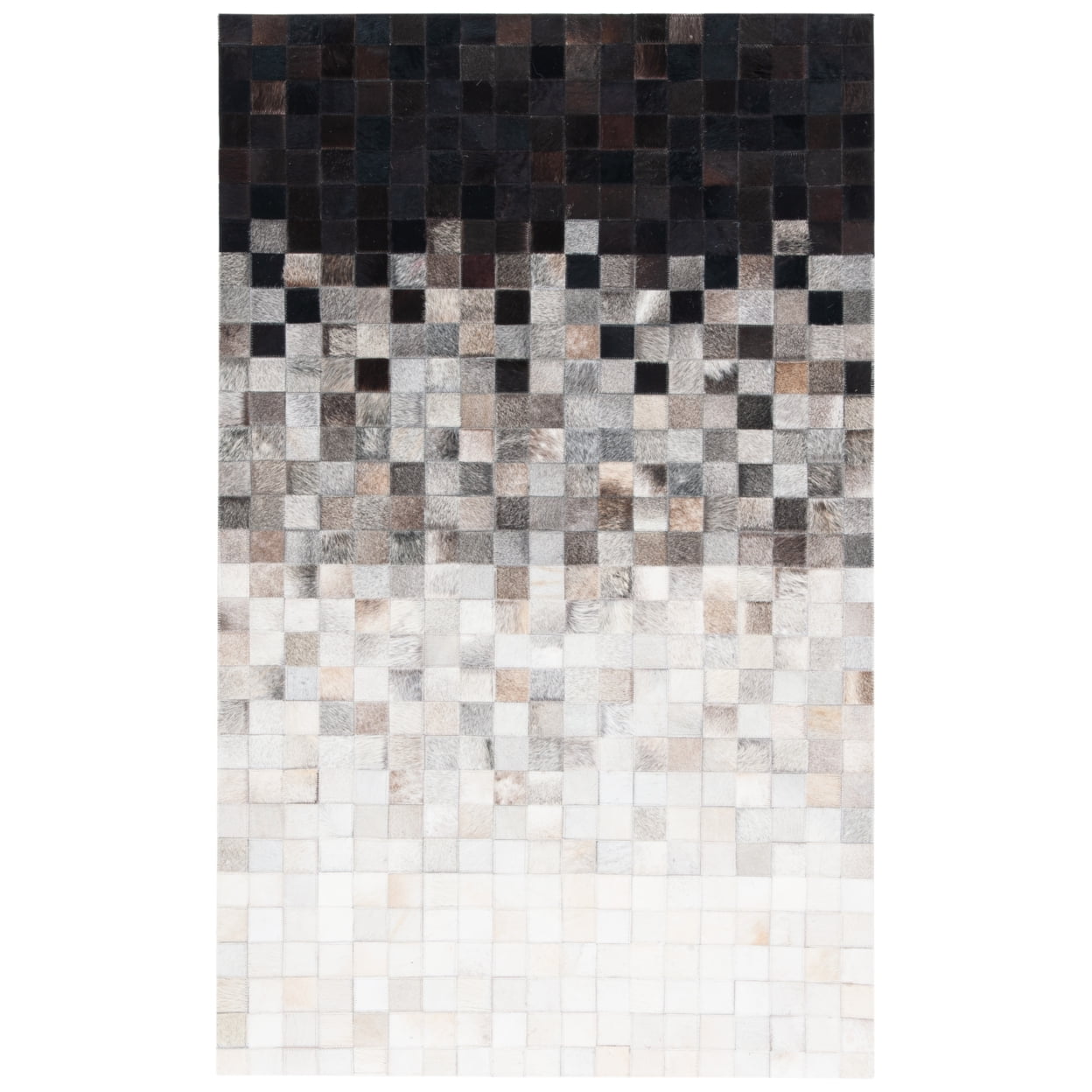 Handmade Black and Ivory Geometric Cowhide Area Rug