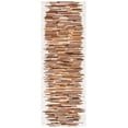 thumbnail image 1 of SAFAVIEH Studio Leather Bernadette Striped Runner Rug, Ivory/Brown, 2'3" x 5', 1 of 10
