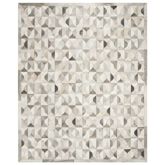 SAFAVIEH Studio Leather Salima Geometric Area Rug, Grey/Ivory, 8' x 10'