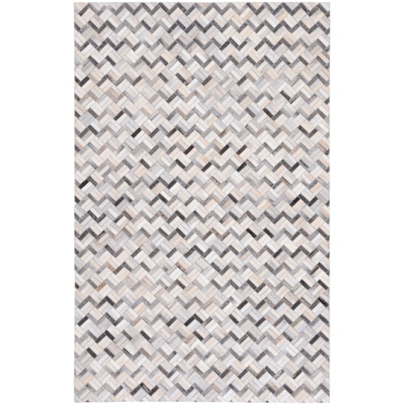 SAFAVIEH Studio Leather Scott Geometric Area Rug, Black/Grey, 3' x 5'