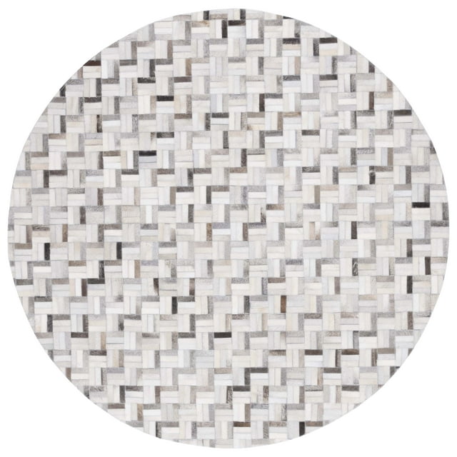 SAFAVIEH Studio Leather Scott Geometric Area Rug, Black/Grey, 6' x 6' Round