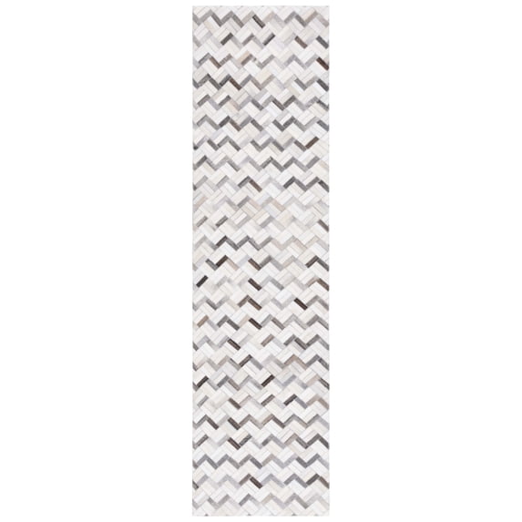 SAFAVIEH Studio Leather Scott Geometric Runner Rug, Black/Grey, 2'3" x 9'