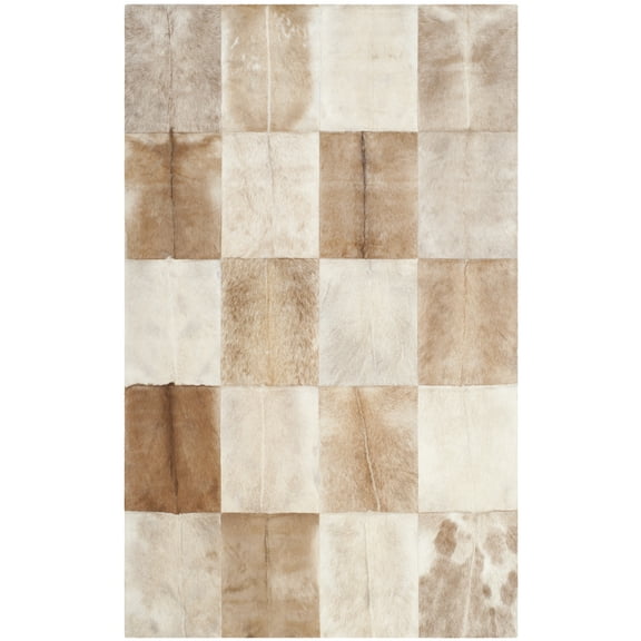 SAFAVIEH Studio Leather Shavonne Animal Area Rug, Beige/Brown, 4' x 6'