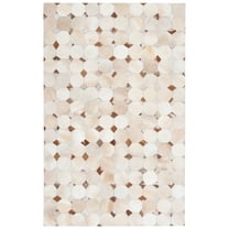 SAFAVIEH Studio Leather Stuart Geometric Area Rug, Ivory/Brown, 8' x 10'