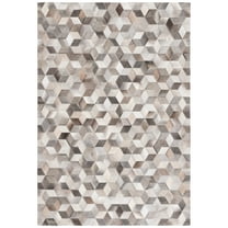 SAFAVIEH Studio Leather Theresa Geometric Area Rug, Gray/Light Brown, 8' x 10'