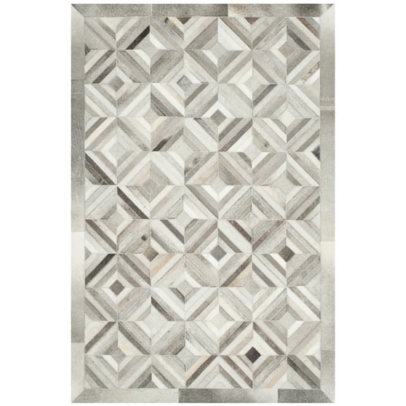 SAFAVIEH Studio Leather Ulysses Geometric Area Rug, Grey, 4' x 6'