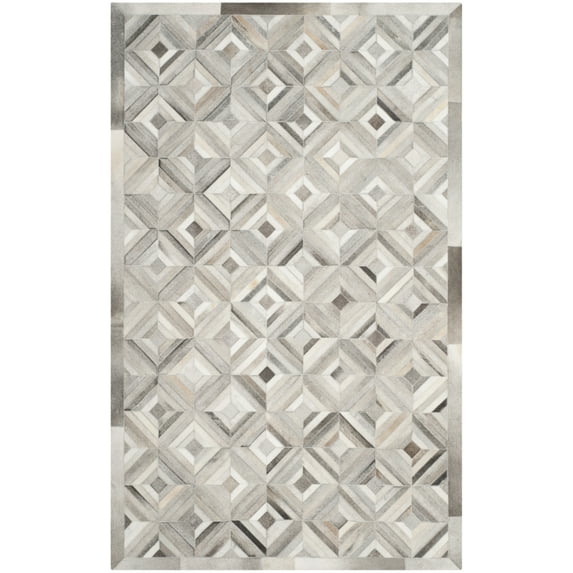 SAFAVIEH Studio Leather Ulysses Geometric Area Rug, Grey, 8' x 10'