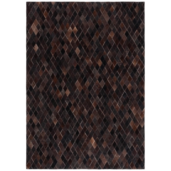 SAFAVIEH Studio Leather Vita Geometric Area Rug, Brown/Charcoal, 3' x 5'