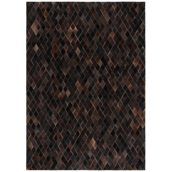 SAFAVIEH Studio Leather Vita Geometric Area Rug, Brown/Charcoal, 3' x 5'