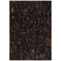SAFAVIEH Studio Leather Vita Geometric Area Rug, Brown/Charcoal, 8' x 10'