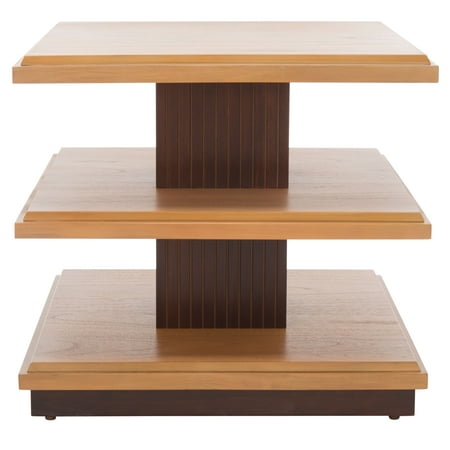 SAFAVIEH Suette Modern 21" Square End Table, Natural/Walnut