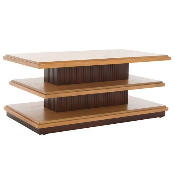 SAFAVIEH Suette Solid 2 Shelf Coffee Table Wood, Natural/Walnut