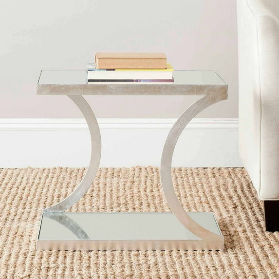SAFAVIEH Sullivan 18 in. H Solid Glam Accent Table, Silver/Mirror