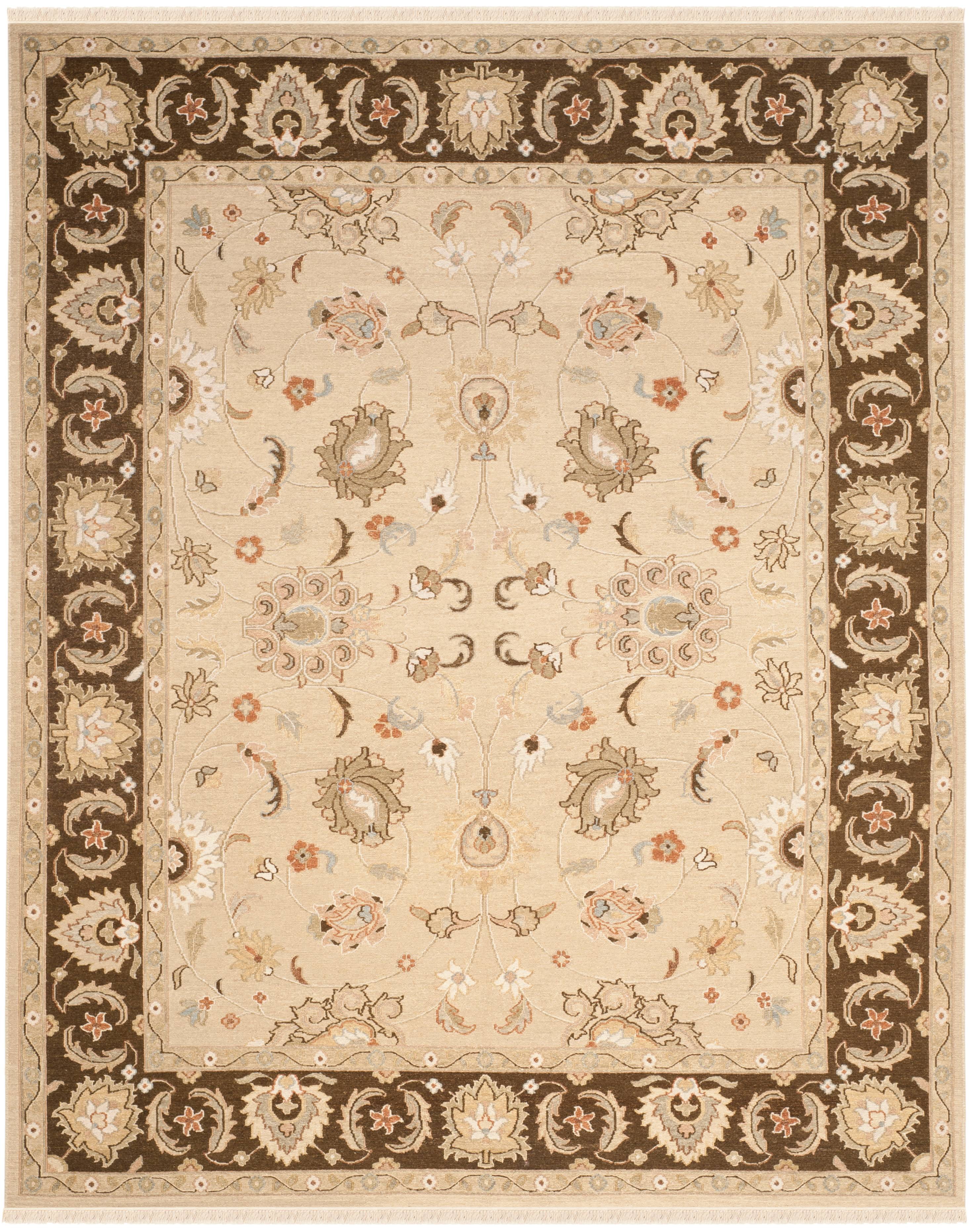 Elegant Ivory Wool 8' x 10' Flat Woven Reversible Area Rug