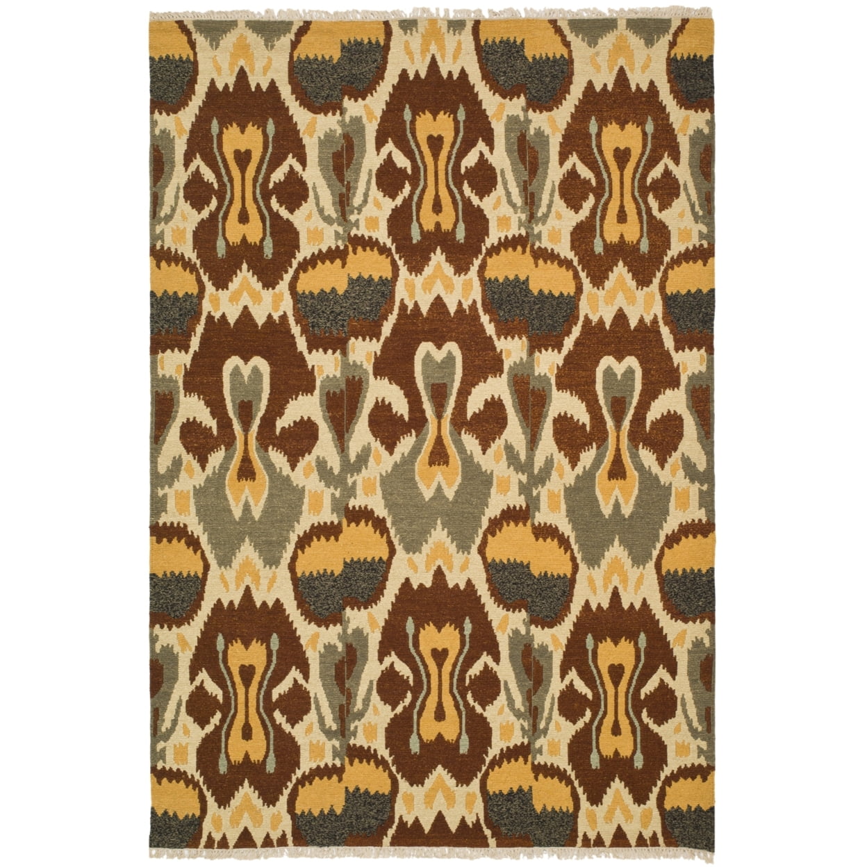 Sumak Gray and Red Wool 6' x 9' Handwoven Reversible Rug