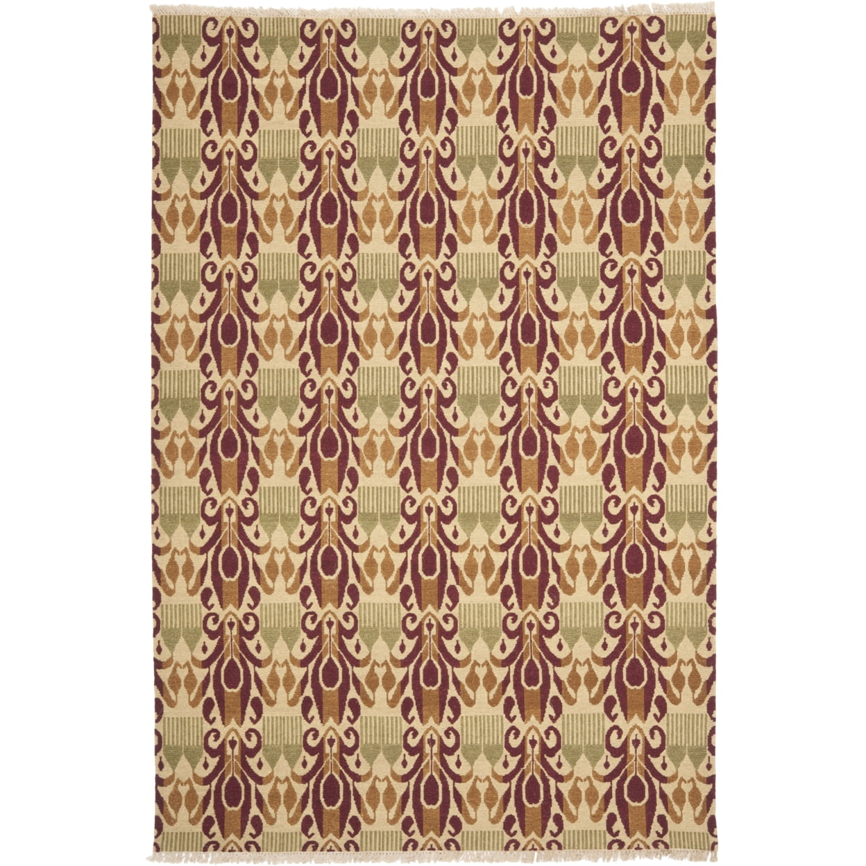 Ivory Geometric Hand-Knotted Wool & Silk 8' x 10' Area Rug
