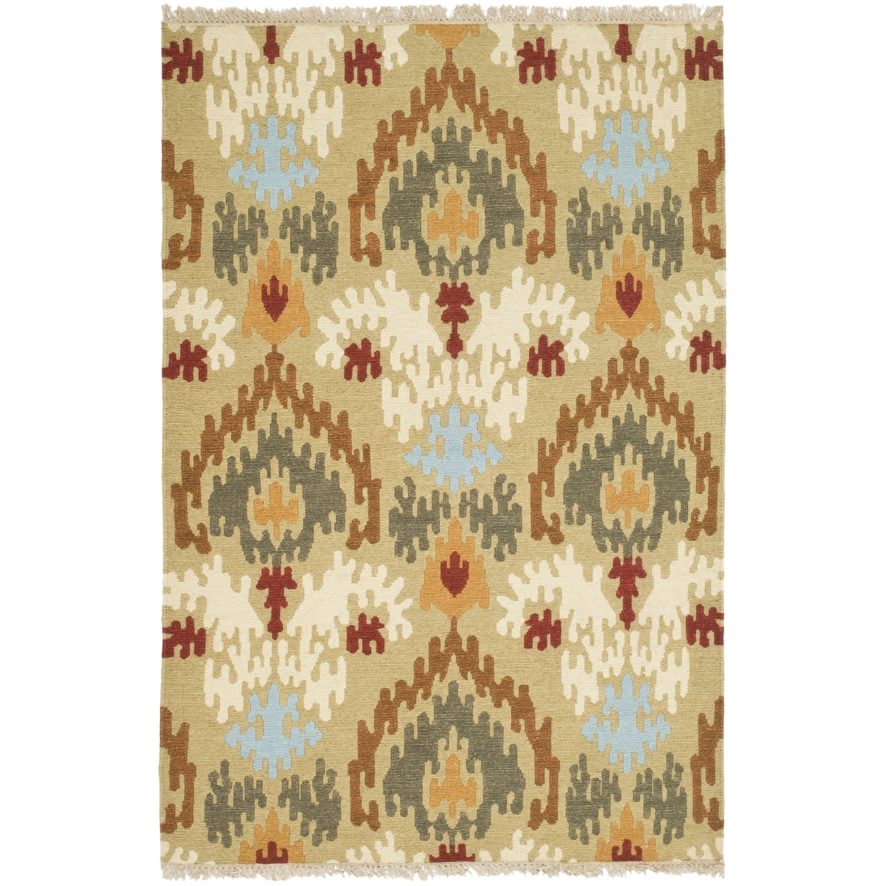 Sumak 4' x 6' Sage Multicolor Wool Flat Woven Area Rug