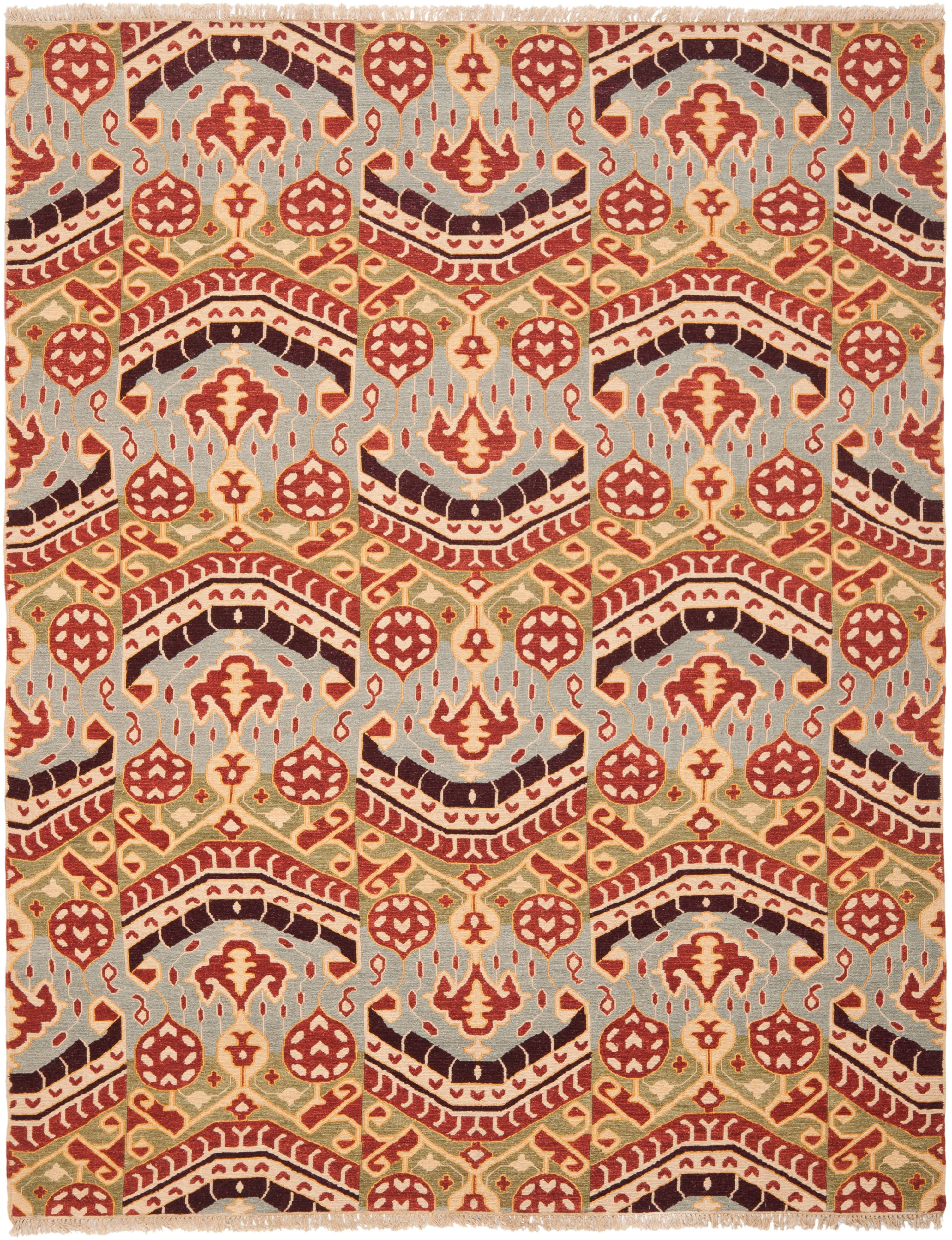 Sumak Blue and Multicolor Wool 6' x 9' Handmade Area Rug