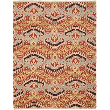 SAFAVIEH Sumak Henrietta Ikat Colorful Wool Area Rug, Blue/Green, 6' x 9'