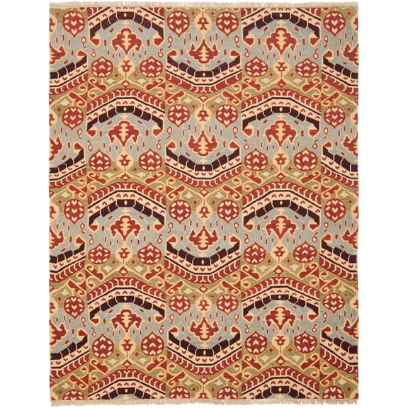 SAFAVIEH Sumak Henrietta Ikat Colorful Wool Area Rug, Blue/Green, 6' x 9'