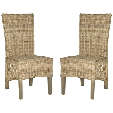 SAFAVIEH Sumatra Natural Rattan Solid Dining Parsons Chair, Natural (Set of 2)