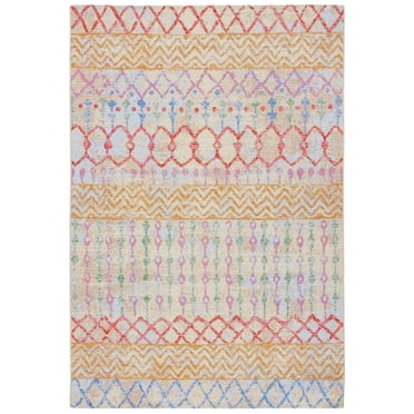 SAFAVIEH Summer Samia Geometric Indoor/Outdoor Area Rug, Gold/Blue, 9' x 12'