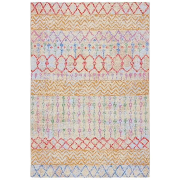 SAFAVIEH Summer Samia Geometric Indoor/Outdoor Area Rug, Gold/Blue, 9' x 12'