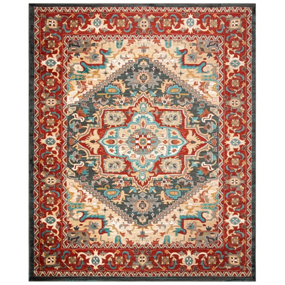 SAFAVIEH Summit Conway Bordered Oriental Area Rug, Dark Grey/Red, 5'1" x 7'6"