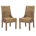 thumbnail image 1 of SAFAVIEH Suncoast Nautical Rattan Solid Dining Parsons Chair, Walnut (Set of 2), 1 of 14