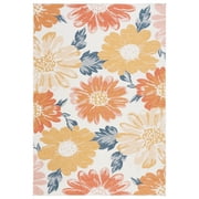 SAFAVIEH Sunrise Aria Floral Reversible Indoor/Outdoor Area Rug, Ivory/Rust Gold, 5'3" x 7'7"