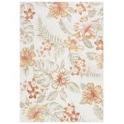 SAFAVIEH Sunrise Cole Floral Reversible Indoor/Outdoor Area Rug, Ivory/Rust Sage, 5'3" x 7'7"