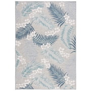 SAFAVIEH Sunrise Jane Floral Reversible Indoor/Outdoor Area Rug, Grey/Blue Ivory, 5'3" x 7'7"