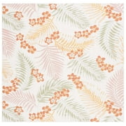 SAFAVIEH Sunrise Jane Floral Reversible Indoor/Outdoor Area Rug, Ivory/Rust Sage, 6'7" x 6'7" Square