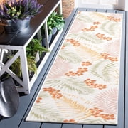 SAFAVIEH Sunrise Jane Floral Reversible Indoor/Outdoor Runner Rug, Ivory/Rust Sage, 2' x 8'