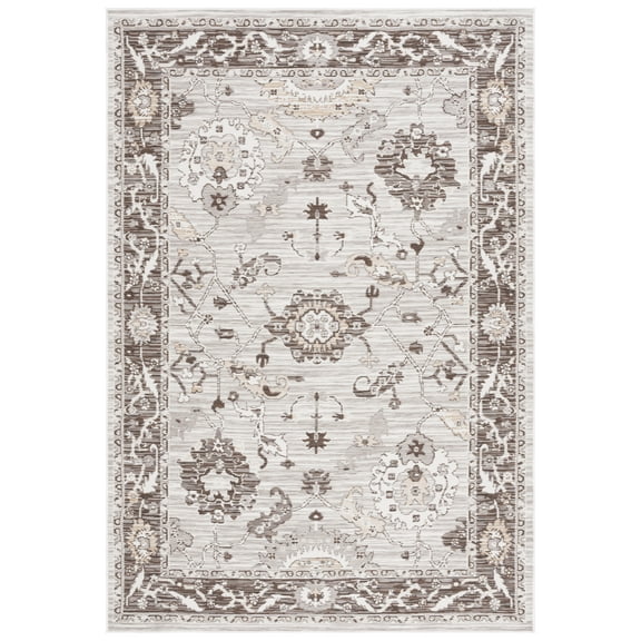 SAFAVIEH Sunrise Joanna Floral Reversible Indoor/Outdoor Area Rug, Grey/Beige Black, 5'3" x 7'7"