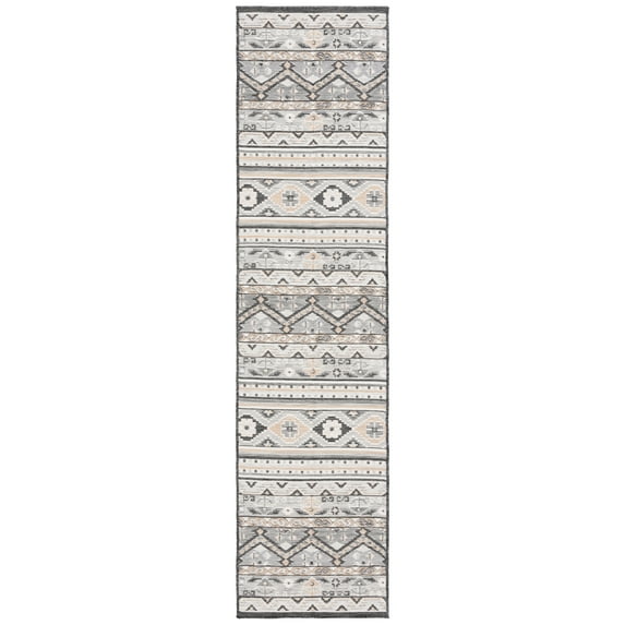 SAFAVIEH Sunrise Katie Floral Reversible Indoor/Outdoor Runner Rug, Grey/Beige Black, 2' x 8'