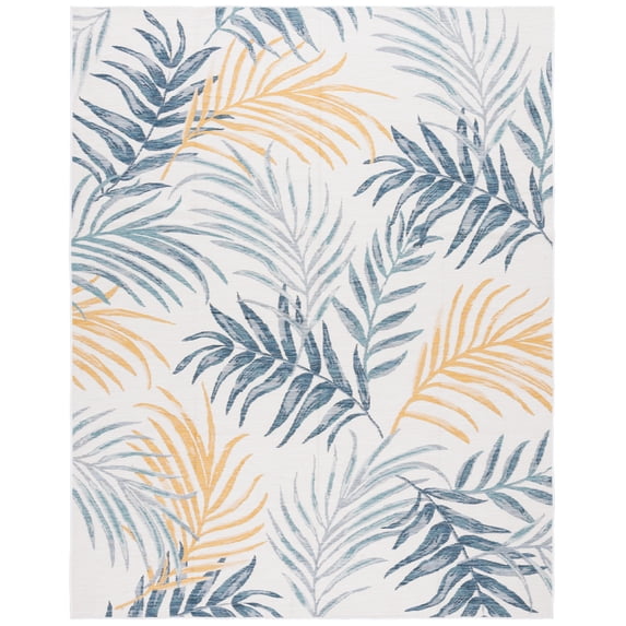 SAFAVIEH Sunrise Nita Floral Reversible Indoor/Outdoor Area Rug, Ivory/Blue Gold, 8' x 10'