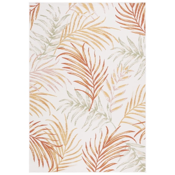 SAFAVIEH Sunrise Nita Floral Reversible Indoor/Outdoor Area Rug, Ivory/Rust Sage, 5'3" x 7'7"
