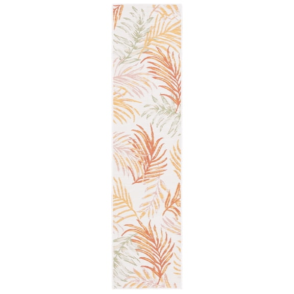 SAFAVIEH Sunrise Nita Floral Reversible Indoor/Outdoor Runner Rug, Ivory/Rust Sage, 2' x 8'