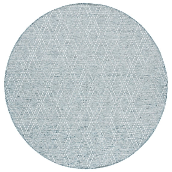 SAFAVIEH Sunset Jenelle Geometric Indoor/Outdoor Area Rug, Aqua/Beige, 6'7" x 6'7" Round