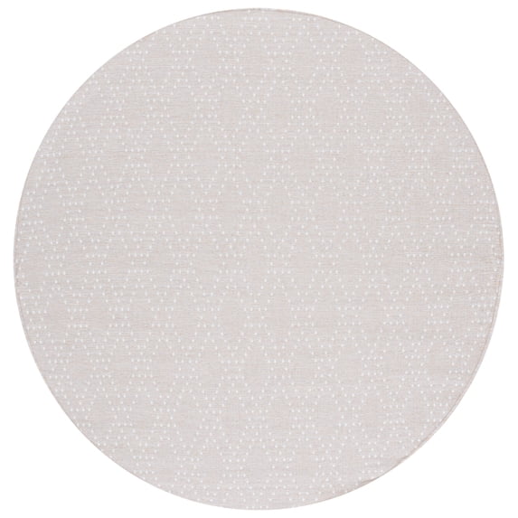 SAFAVIEH Sunset Jenelle Geometric Indoor/Outdoor Area Rug, Salmon/Grey, 6'7" x 6'7" Round
